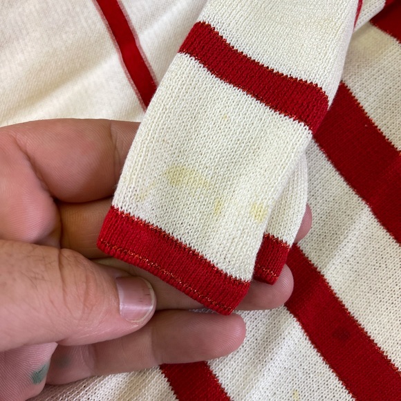 Escada Red & White Striped Sweater Twin Set Sz 36 - Picture 11 of 11